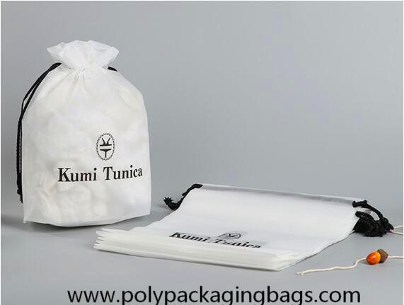 Gravure Printing Frosted CPE Drawstring Storage Bags For Clothing Garment