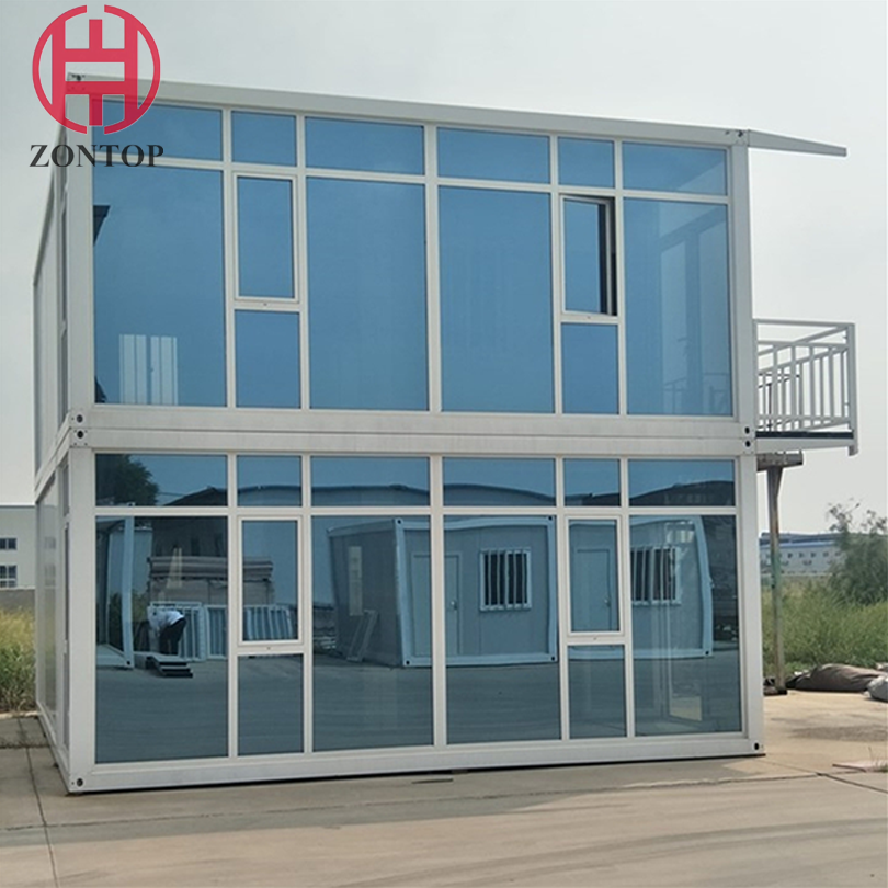 Zontop new design easy assemble large scale glass wall bench 2 bedroom flat packed container home
