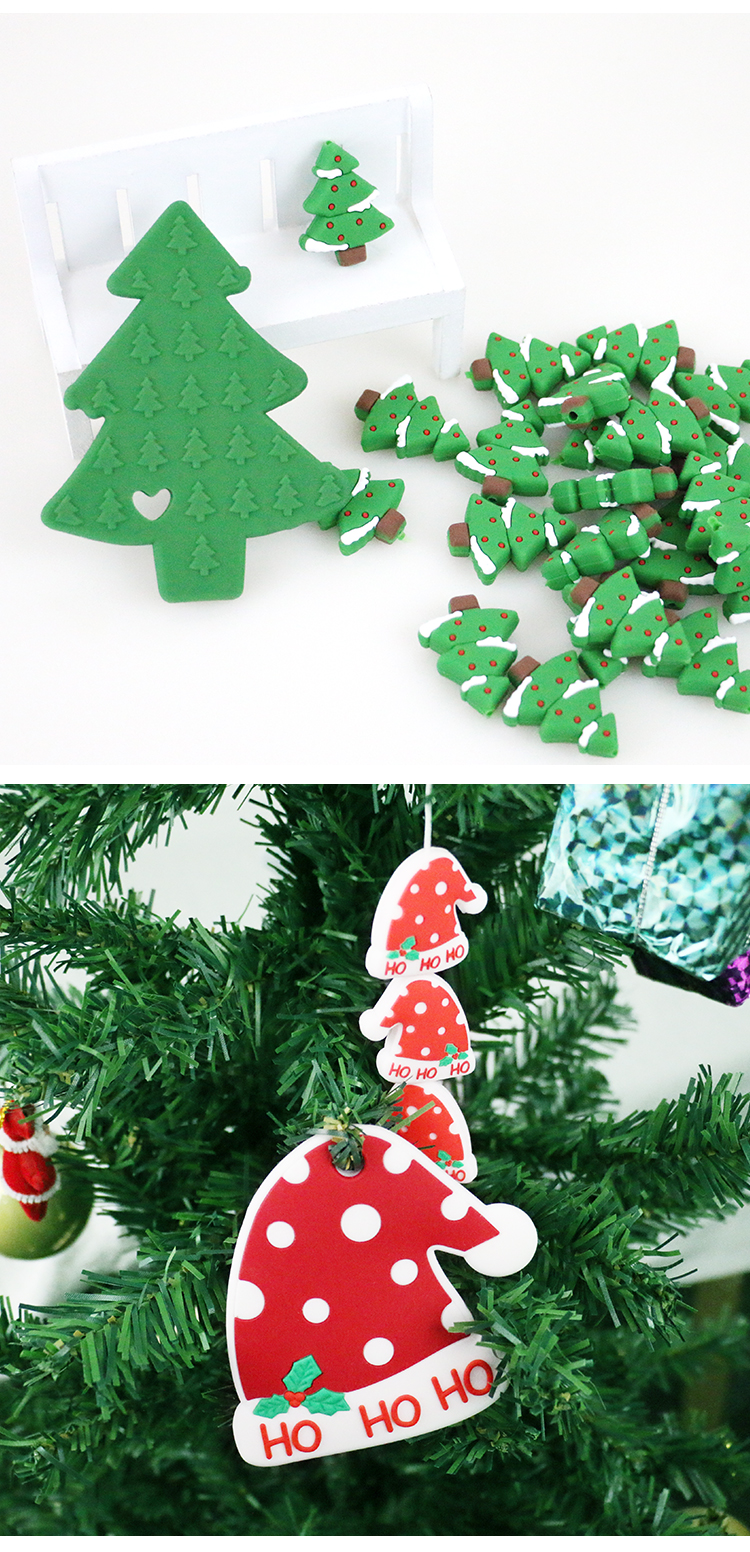 Mini Food Grade Christmas Silicone Beads For DIY Pacifier Chain Necklace