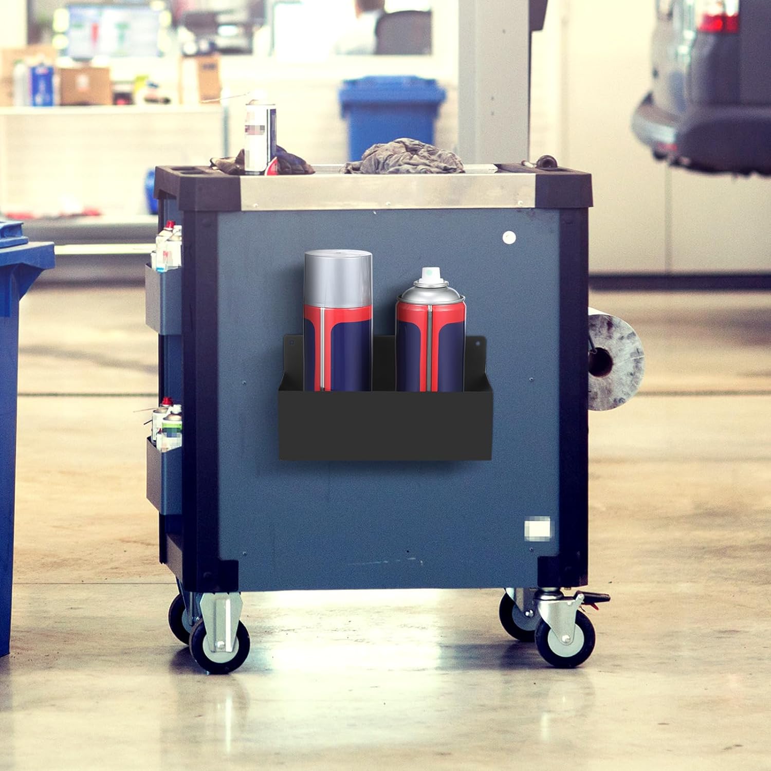 Neatly organize your BBQ supplies with this Garage Mechanic Paint Bottle Can Organizer