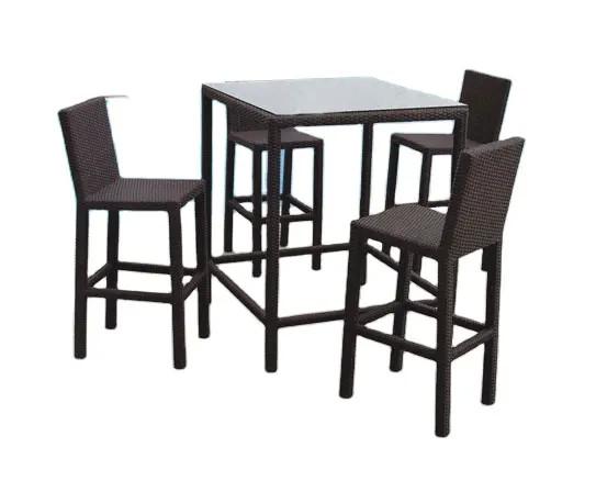 5 piece bar table set bar stools outdoor wicker patio furniture high dining bar