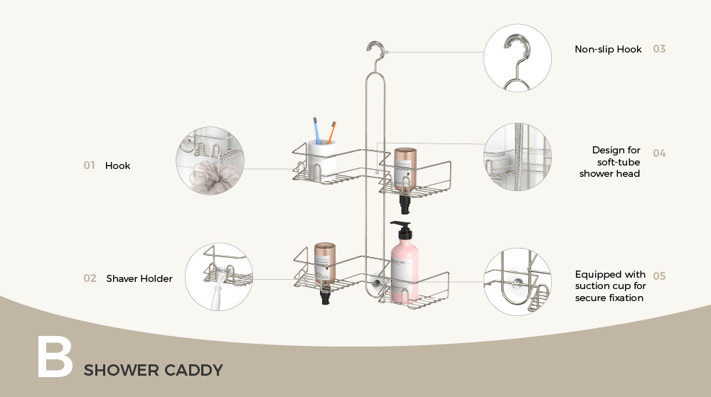 Hanging Bathroom Organizer Shower Shelf for Inside Shower No Drilling Racks Over Showerhead Rack Shower Caddy