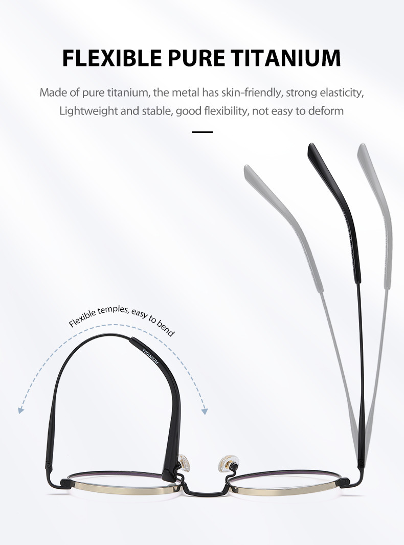 Round Titanium Frame Glasses 145mm Anti Blue Light Glasses Can Change Myopic