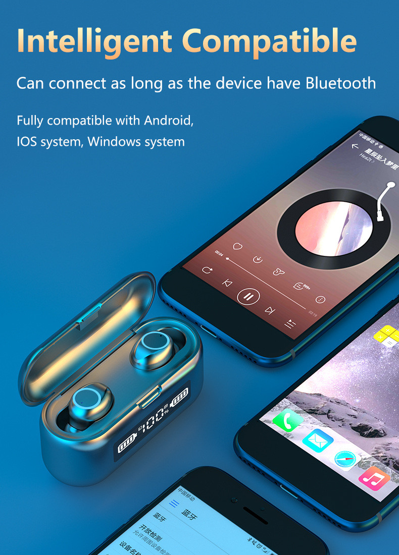 ROHS Noise Reduction Bluetooth Earphones With Mic IPX7 Waterproof