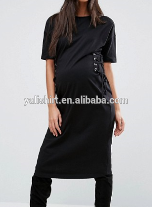 Shenzhen factory custom maternity t shirt long dress with corset