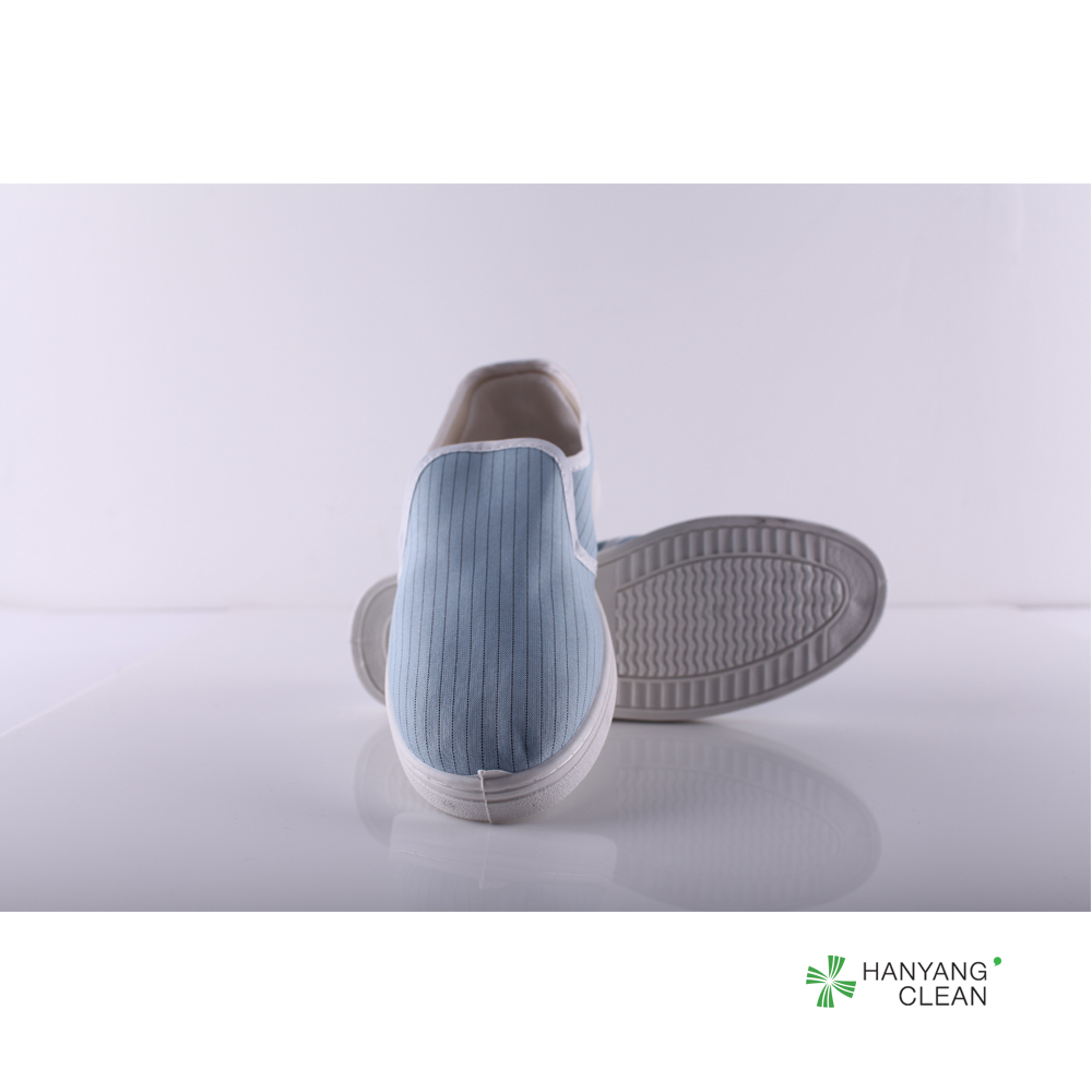 Pharmaceutical factory cleanroom stripe canvas PVC sole shoe breathable esd antistatic shoes