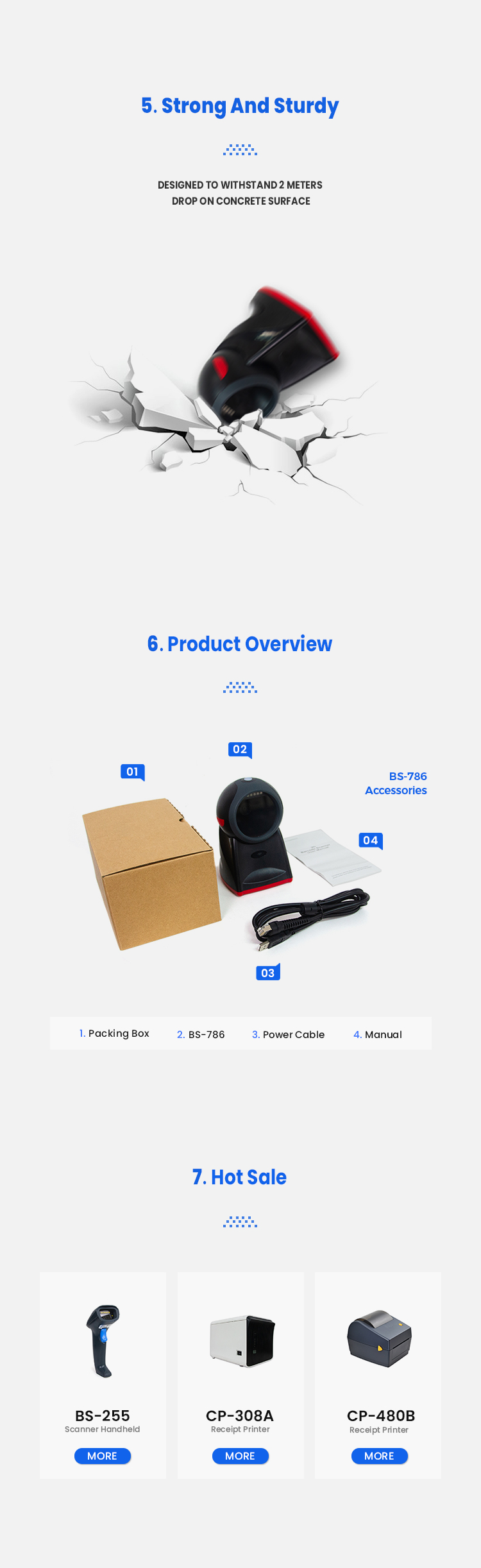 Desktop Omni Directional 60fps POS Barcode Scanner 4 mil Precision