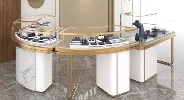 Luxurious Curved Marble Jewelry Cabinet With Electronic Locks For Jewellery