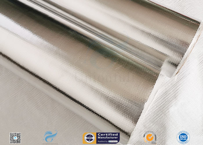 0.43mm Light Reflective Silver Coated Fabric Aluminium Foil E Glass Fabric For Pipes