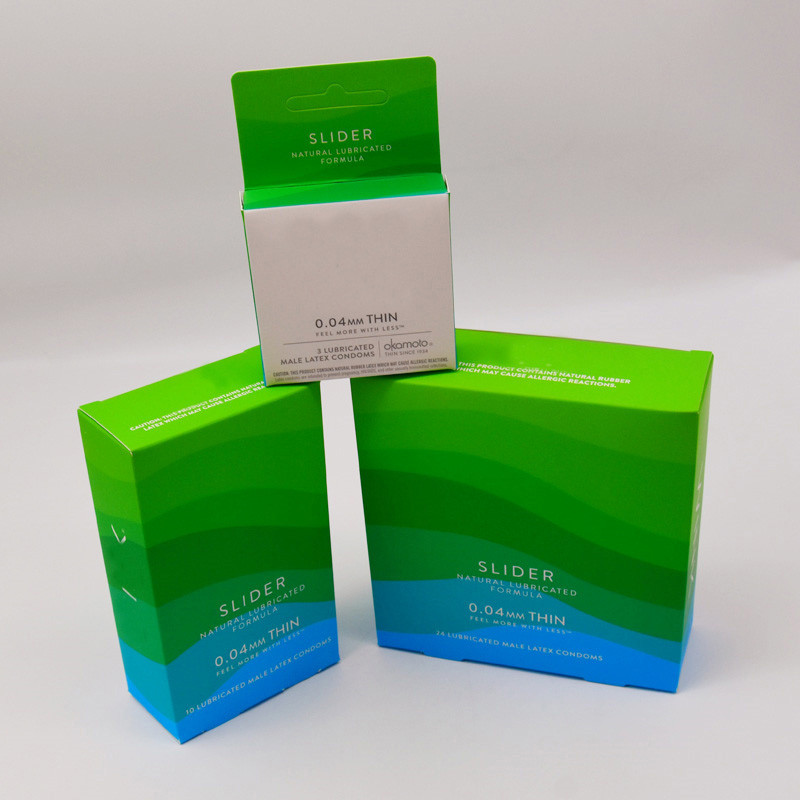 Custom Color Printed Condom Health Care Box Luxury 1 Piece Hanger Box