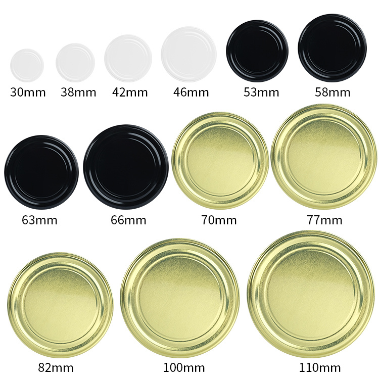 Recycled 38mm 43mm 48mm 53mm 58mm 63mm 70mm 82mm 100mm 110mm Tinplate Can Lid
