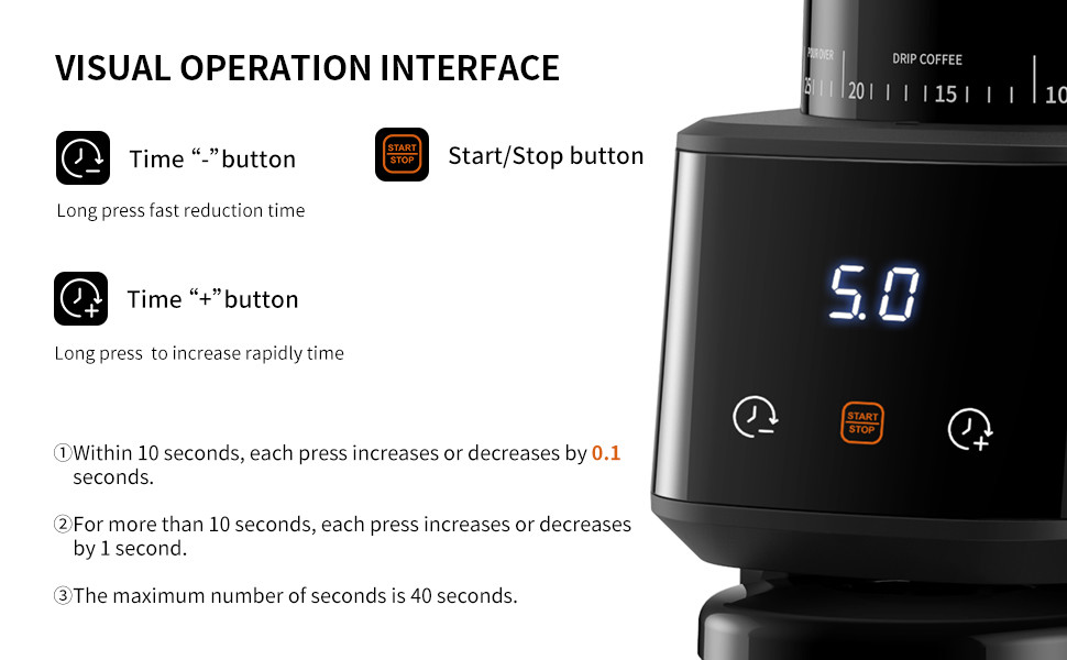 Commercial Automatic Burr Coffee Grinder Digital Control Anti Splash Panel 275g