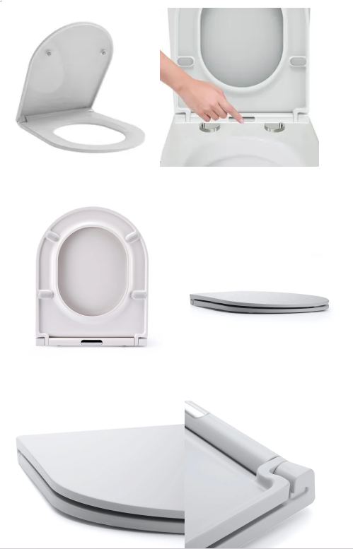 Ultra Slim U Shape Toilet Seat Cover Soft Close Top Bottom Fix Hinges For Bathrooms