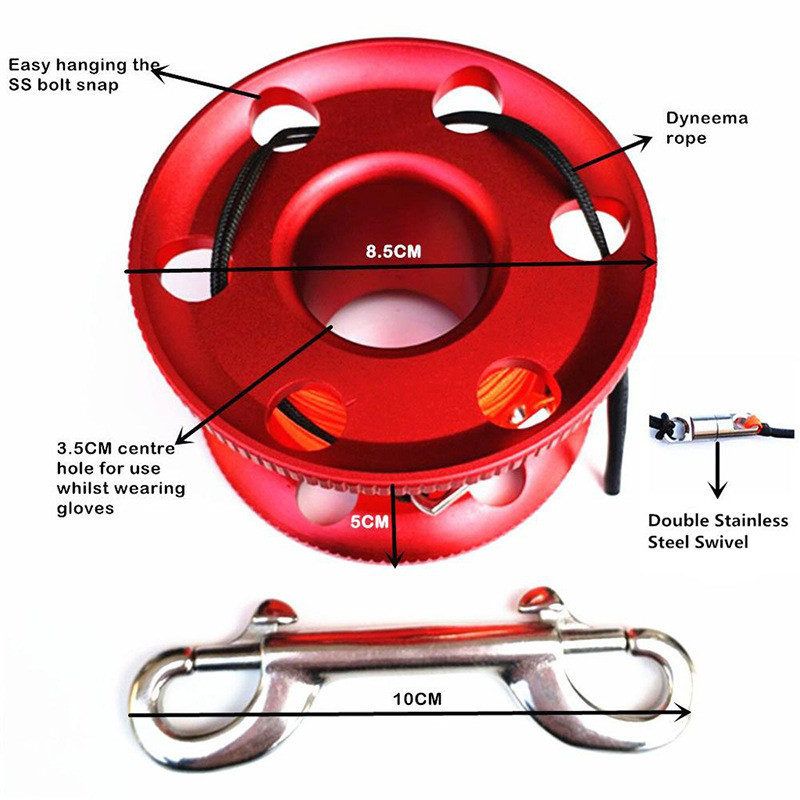 Anti Corrosion Multicolor dive reel line , Aluminium Alloy Wire Reel Line Wheel