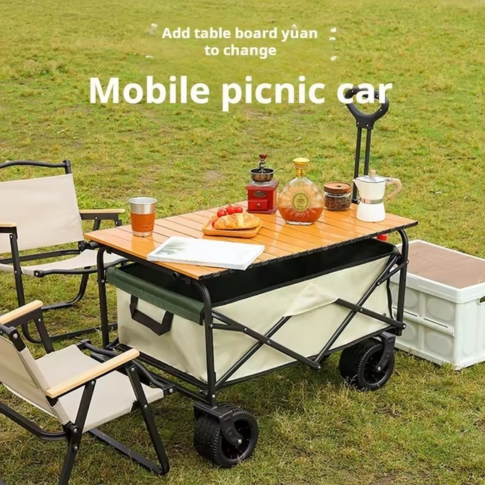 Logistics Machines Foldable Camping Cart with Four-Wheel Structure and Tear-Proof Fabric