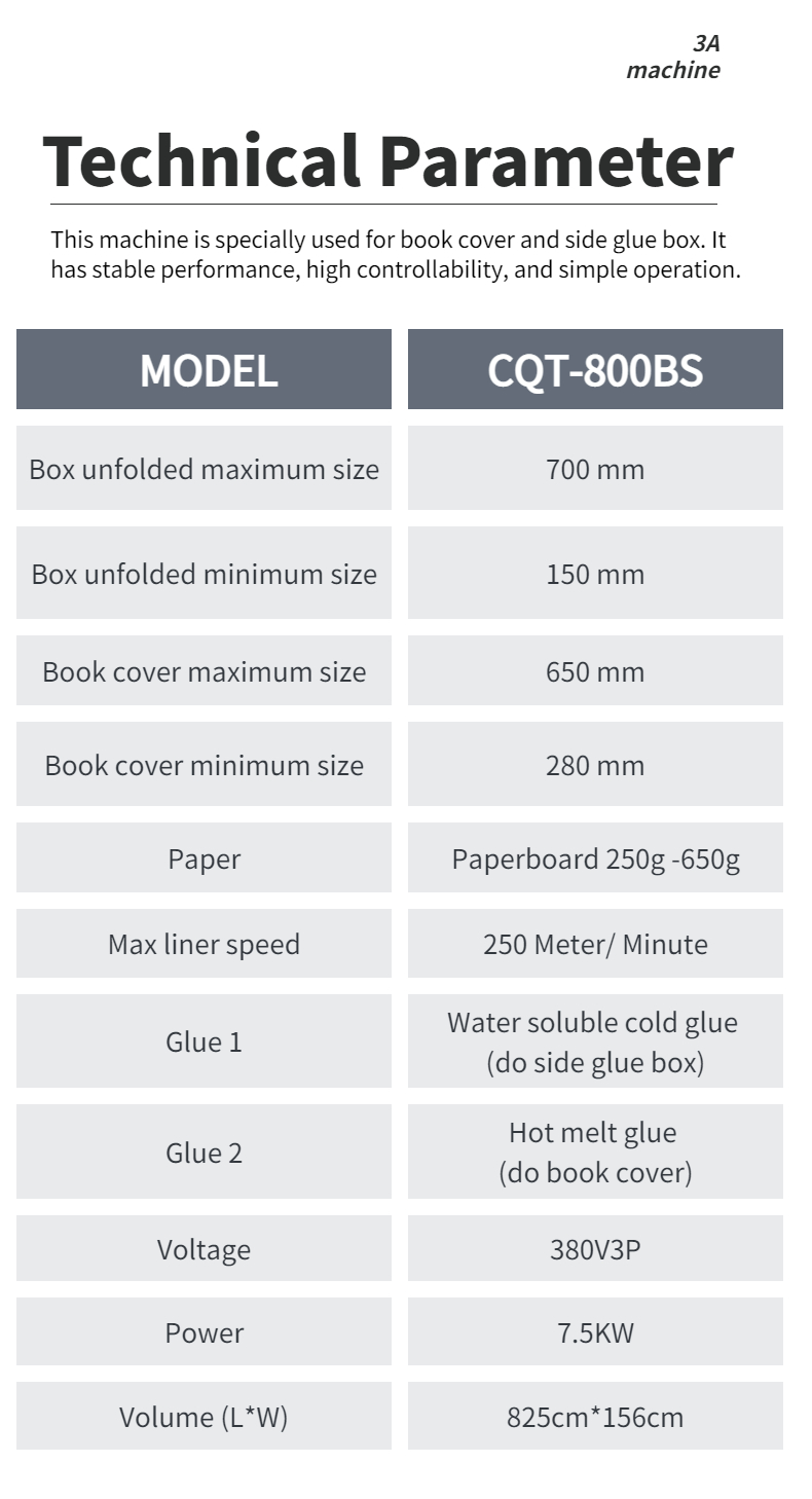 CQT-800BS Automatic Book Cover Side Pasting Machine for Consistent Folding and Gluing
