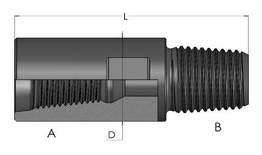Tungsten carbide / high strength alloy steel DTH Drilling Tools DTH Sub Female