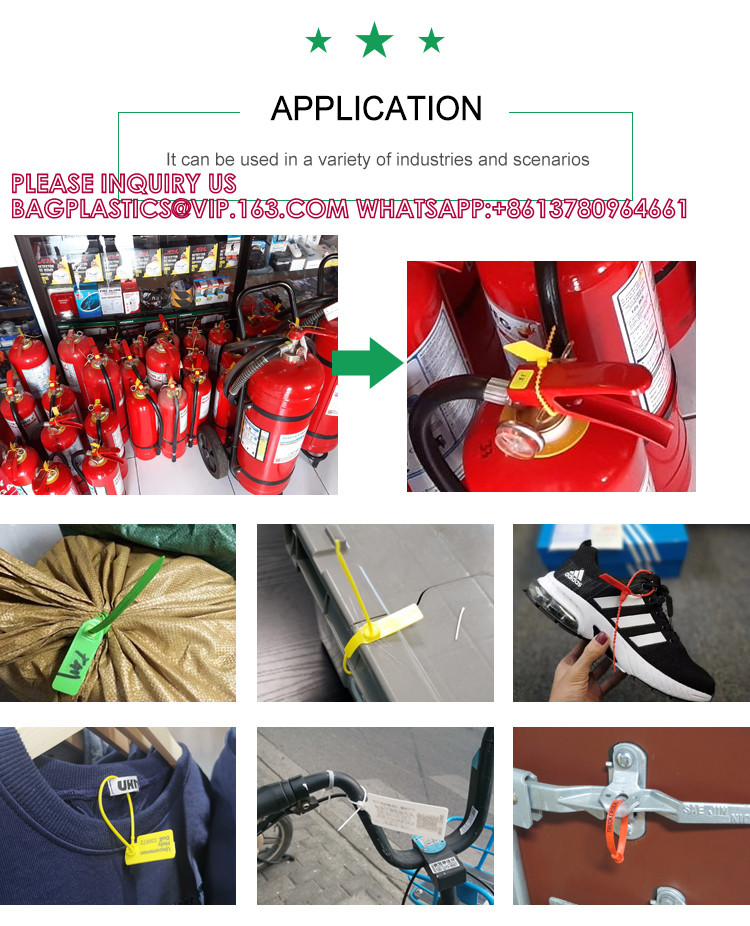 Customized Printing Logo Disposable Plastic Garment Security Seals Clothes Shoes Bags Hang Tags Zip Tie Plastic Seal
