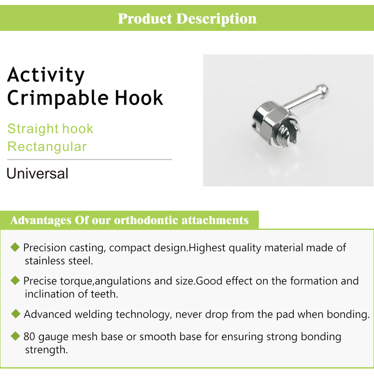 Stainless Steel Dental Orthodontic Crimpable Hook With 3 Years Shelf Life