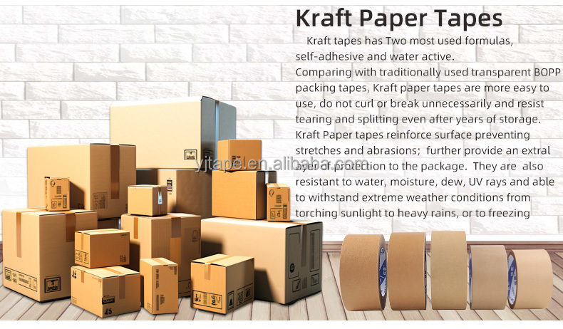 Pressure Sensitive Self Adhesive Carton Packing Brown Paper Tape Single Sided