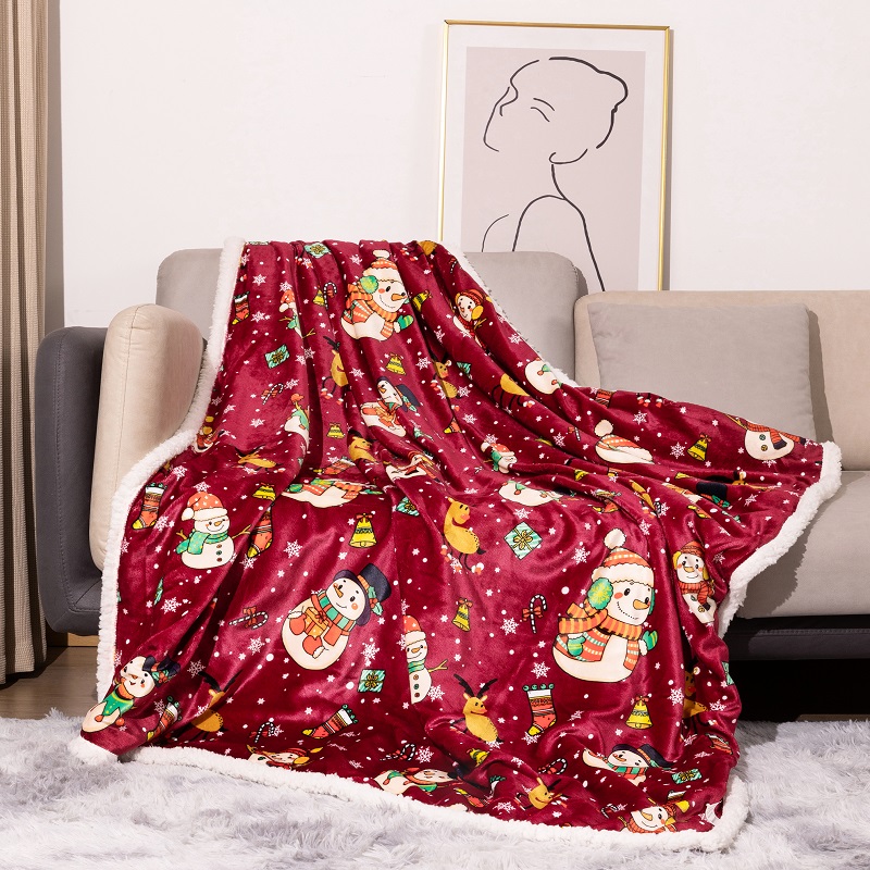 Rectangular Double Layer Double Sided Blanket For Christmas Customized Merry Christmas