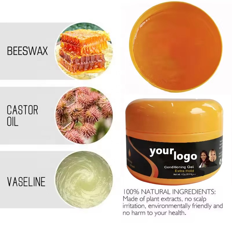 Multi colors customize 4oz hair shine jam Edge Control for All types of African Hair