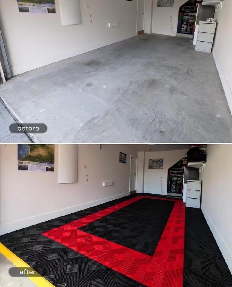 Blue Flexible Garage Floor Tiles 3D Interlocking Garage Floor Mats