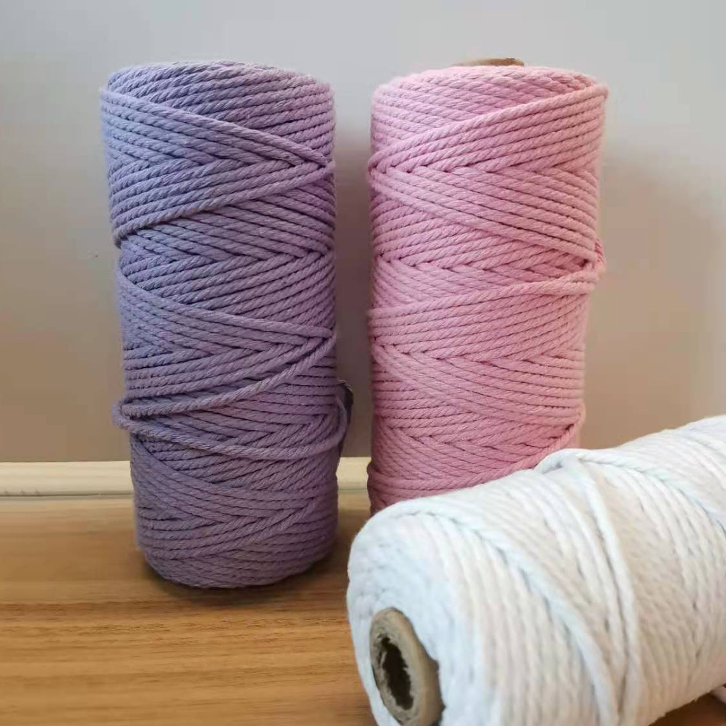 100m/roll 4mm macrame cotton cord rope with diameter options of 3mm/5mm/6mm by YILIYUAN