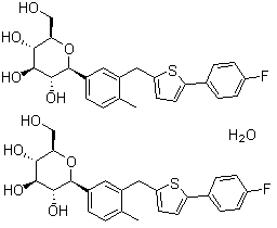 CAS # 928672-86-0, Canagliflozin hemihydrate, (1S)-1,5-Anhydro-1-C-[3-[[5-(4-fluorophenyl)-2-thienyl]methyl]-4-methylphenyl]-D-glucitol hydrate (2:1)