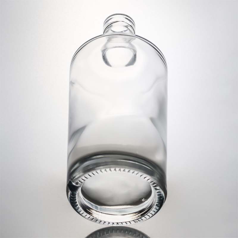 Collar Material Glass 750ml Round Shaped Clear Flint Bottle for Customized Gin Rum