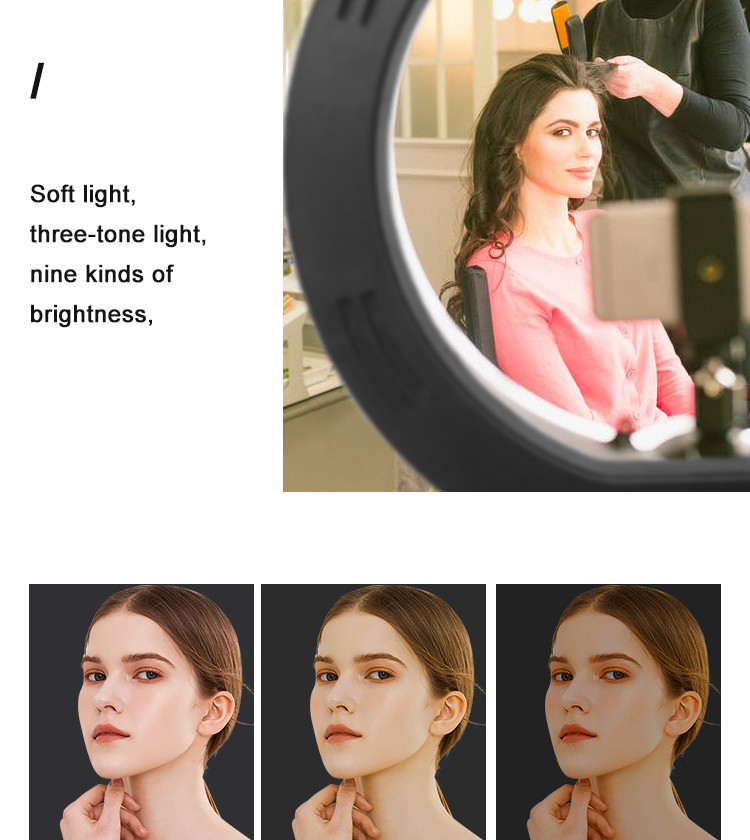 10 Inch 5800K Ring Supplementary Lamp Dimmable Portable , Tripod Stand For Youtube Videos