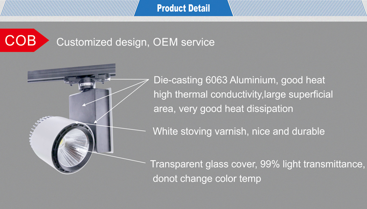 COB 30W LED museum track lighting supply