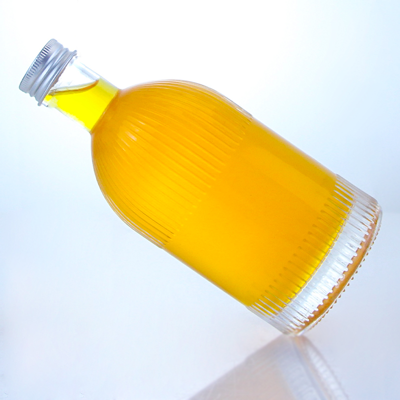 Industrial Liquor Glass Bottle with Screw Cap Stripes and Customized Logo