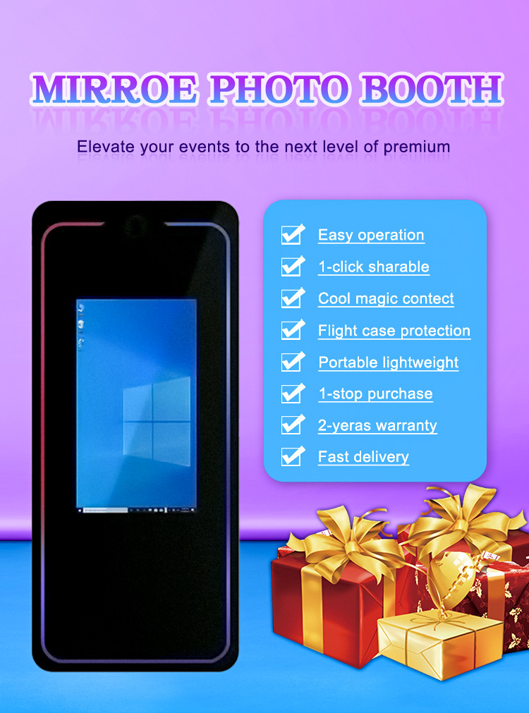 Party Photo Selfie Mirror 1500D Camera Mirror Selfie Machine With 40 70 Inch Touch Screen