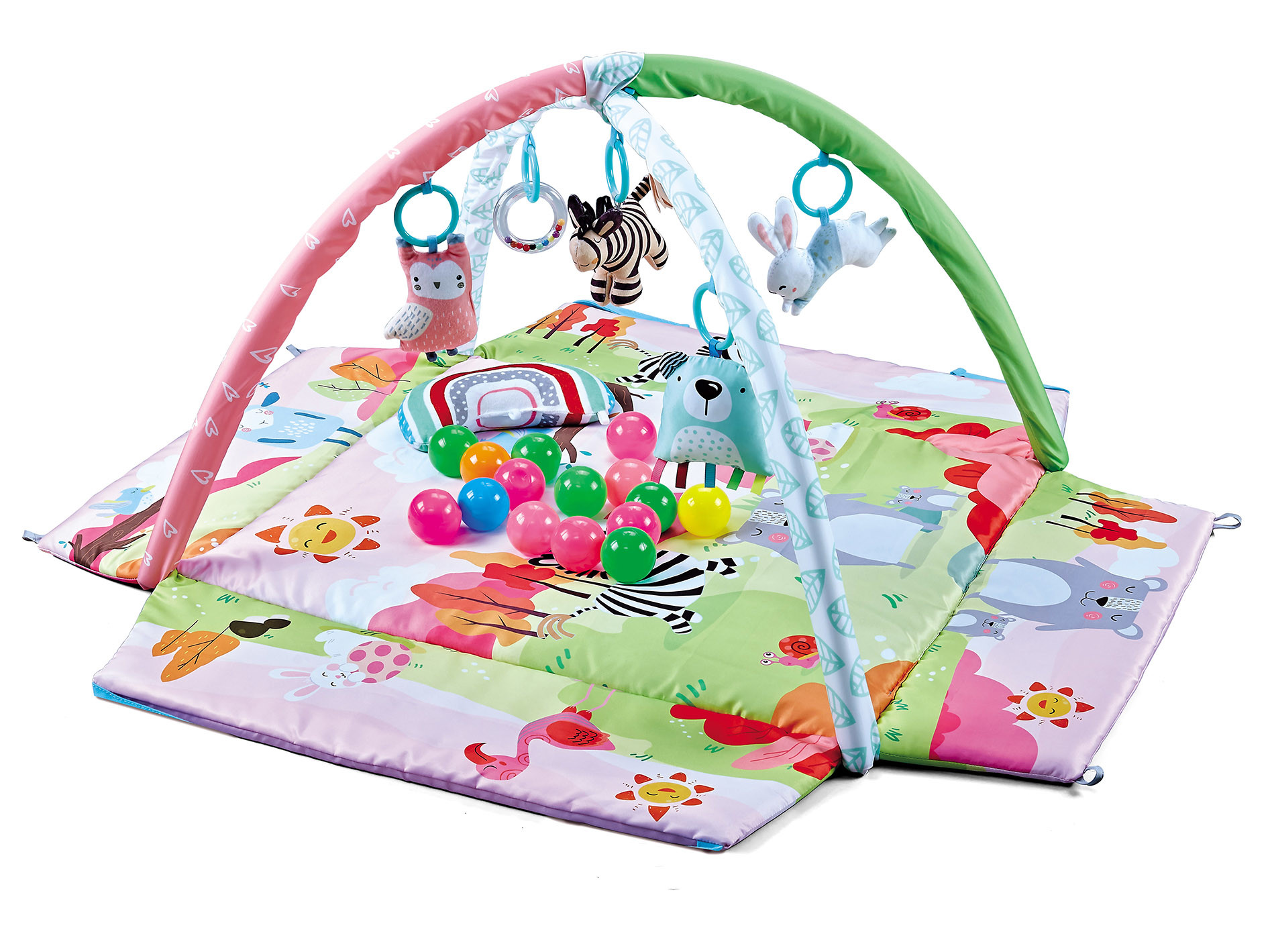 Baby Gym Play Mat for Sensory and Motor Skill Development Language Discovery, Thicker Non-Slip Baby Activity Gym
