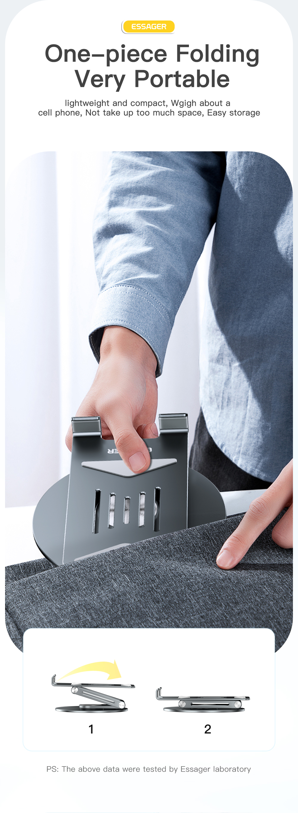 Cyclone Grey Desktop Phone Tablet Holder Stand 360 Rotating Folding