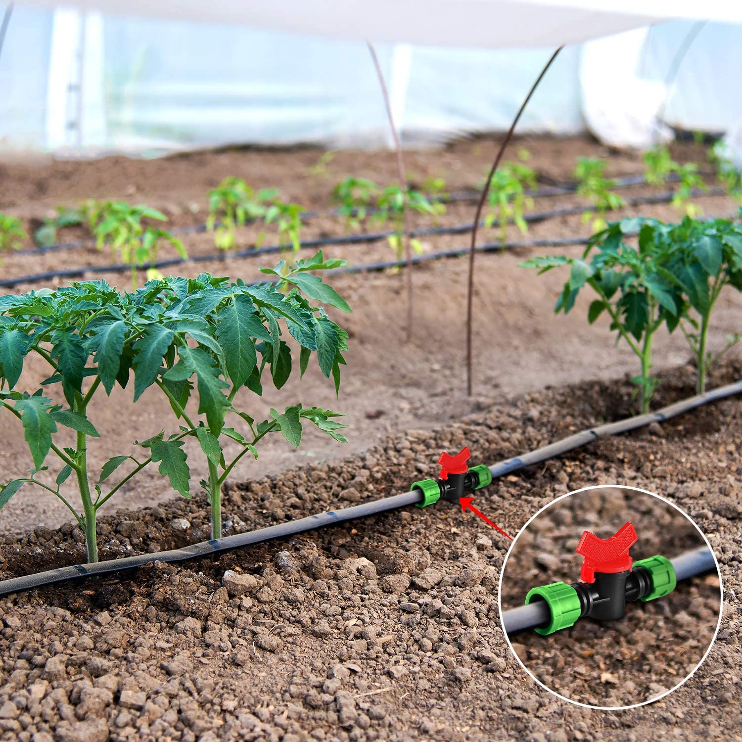 1/2'' Drip Irrigation Tubing Coupling Shut Off Valve Irrigation Fitting