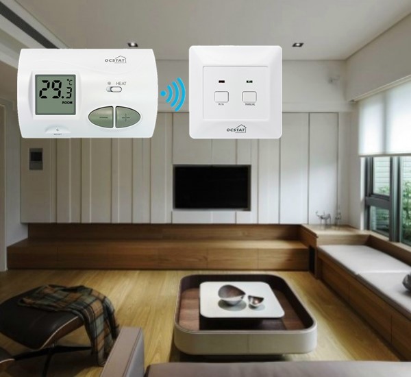 Comfortable Wireless RF Room Thermostat With Omron Relay Simple Operation