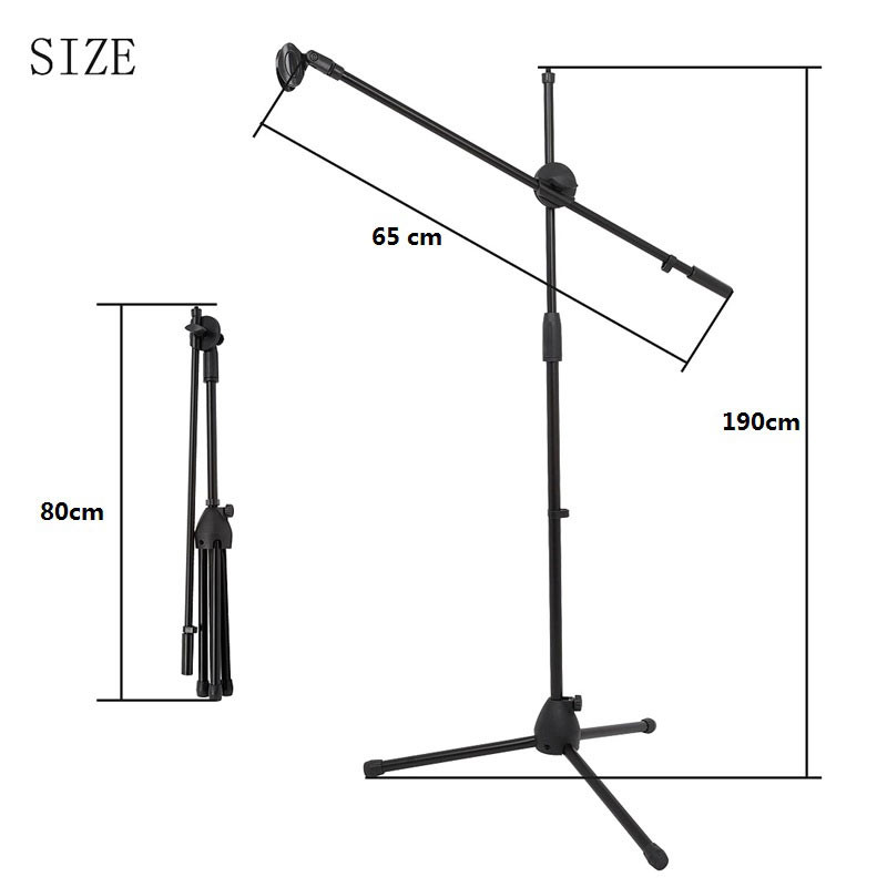 Aluminum Alloy Double Wheat Clips 65cm Tripod Mic Stand