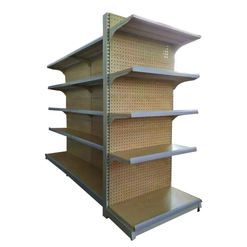 Heavy Duty Wood Gondola Shelving Single Sided Supermarket Rack