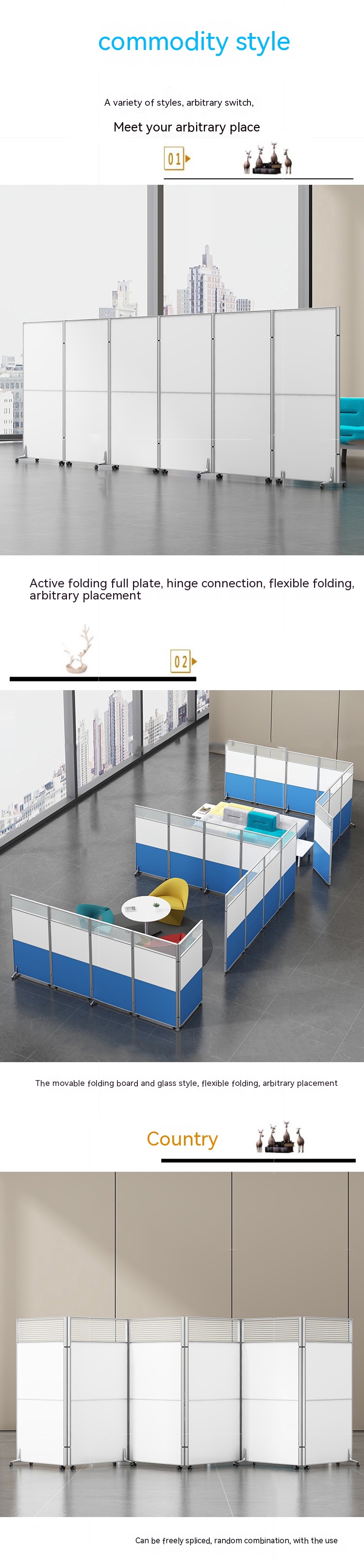 Park Functionality Wear-Resistant Folding Sliding Partition Wall for Customized Office