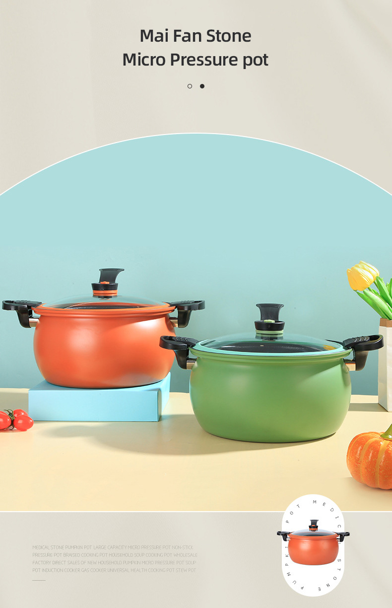 28cm Kitchen Cast Iron Maifan Stone Micro Pressure Cooker With Handle