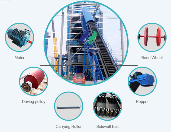 Corrugated Sidewall Grain Storage Industrial Belt Conveyor