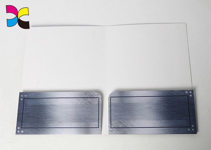 Environmentally - Friendly Printed File Folders , Two Pocket Logo Blind Embossed Presentation Folder