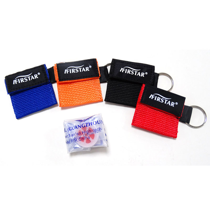 Cpr Breathing Barrier Keychain Device With Face Shield And Gloves Mouthpiece 5x5cm