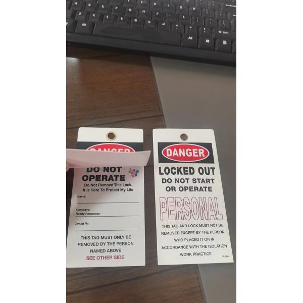 Custom Printed Logo Danger PVC Waterproof Durable Self Laminated Peel and Stick Safety Tag