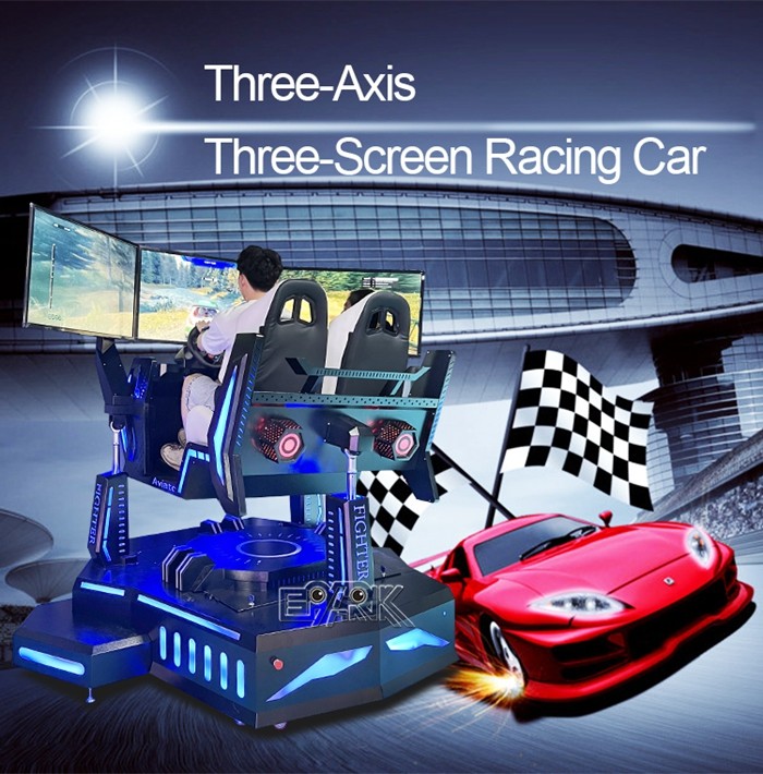 Three Axis Three Screen 9D VR Simulator VR Racing Car Double Seats Arcade Games