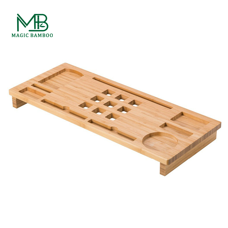 Custom Logo Natural Bamboo Computer Stand in 60x25x6cm for Modern Luxury Design