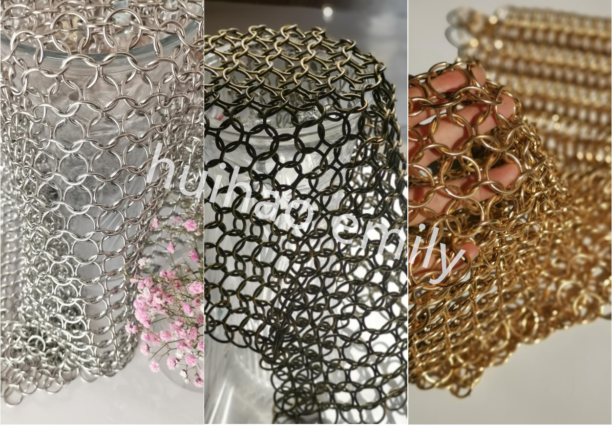 Interior Design Metal Round Ring Mesh Curtain With SS Eletroplating