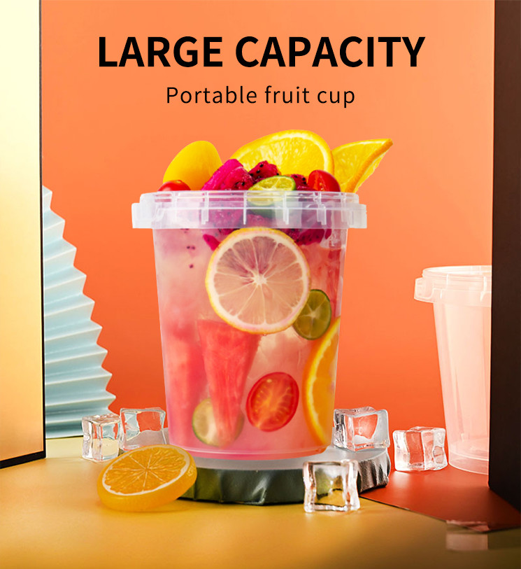 Custom Logo Transparent PP Plastic Cups With Handle Lid Disposable